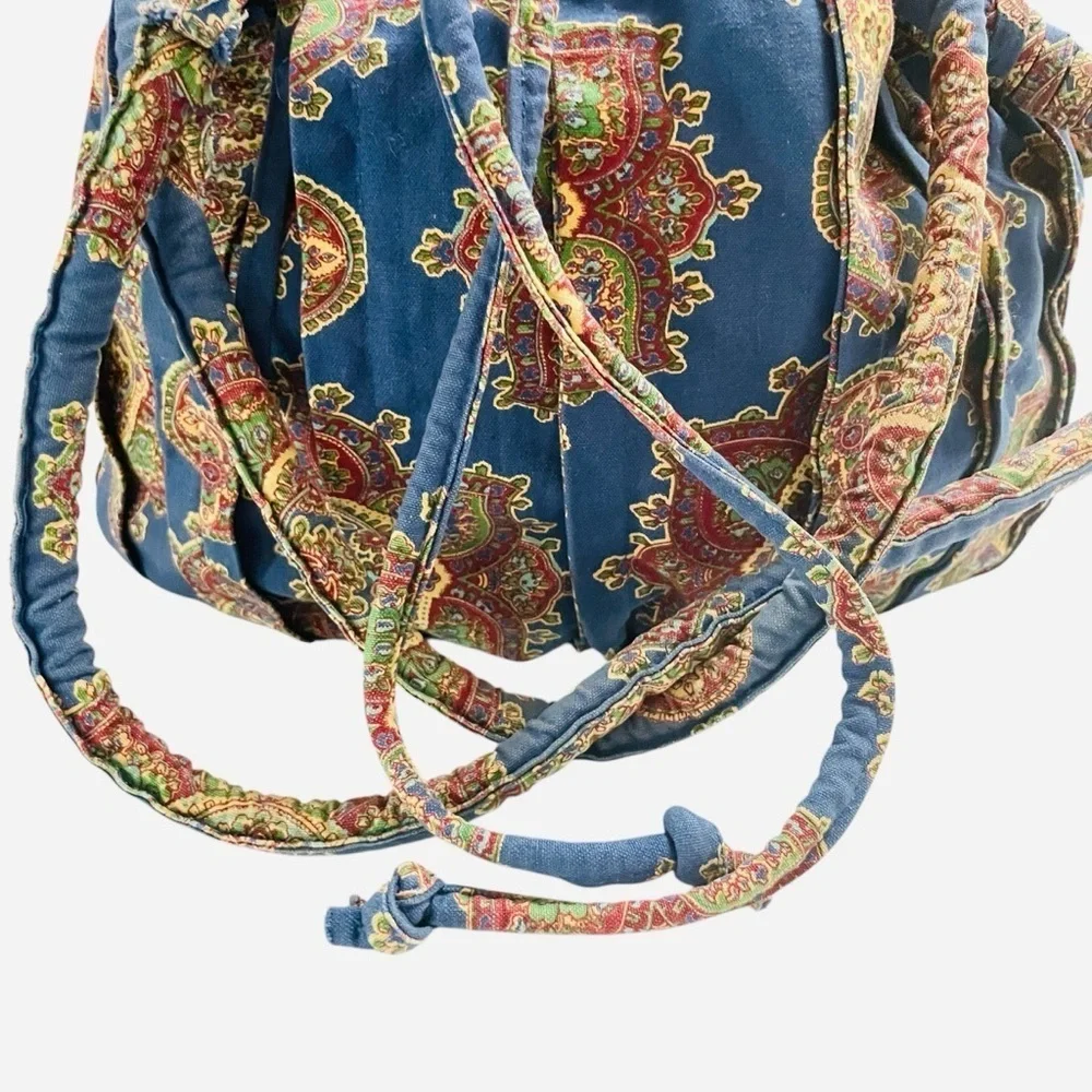 April Cornell Vintage Boho Paisley Drawstring Shoulder Bag